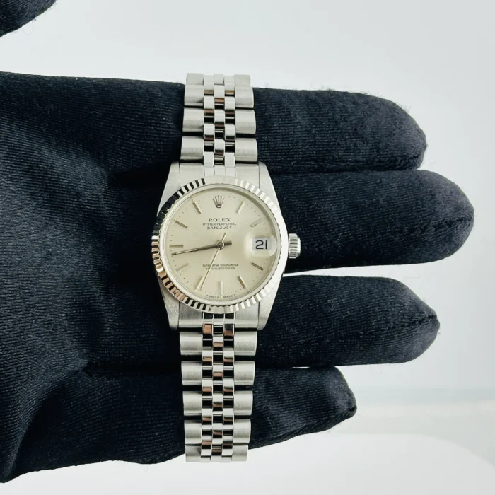 Rolex Datejust Silver Stick Dial on D-Link Jubilee Ref. 68274 with Papers 1992 - Image 2