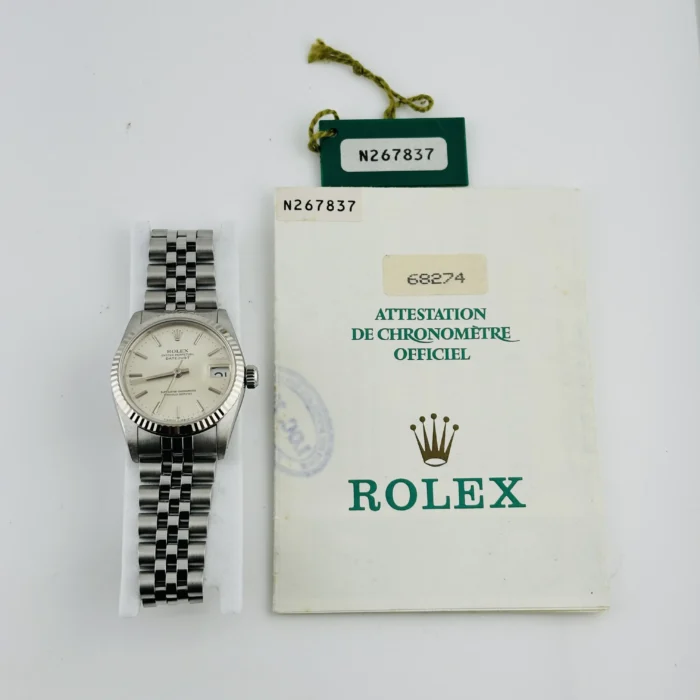 Rolex Datejust Silver Stick Dial on D-Link Jubilee Ref. 68274 with Papers 1992 - Image 6