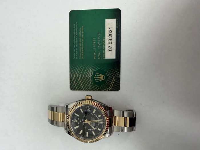 Rolex SkyDweller Black Dial on Oyster Ref. 326933 with New Style Card (green) 2021 - Image 6
