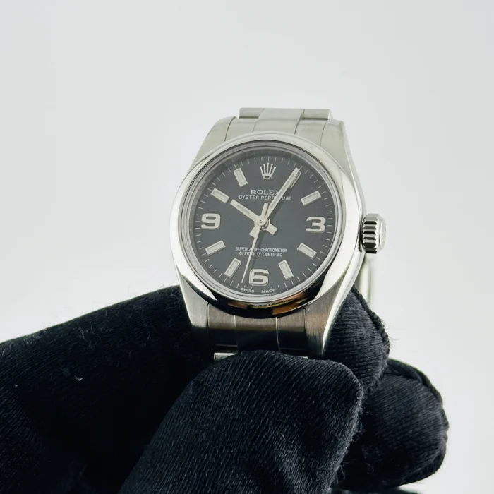 Rolex Oyster Perpetual Black Dial on Oyster Bracelet Ref. 176200 with New Style Card (White) 2017 - Image 3