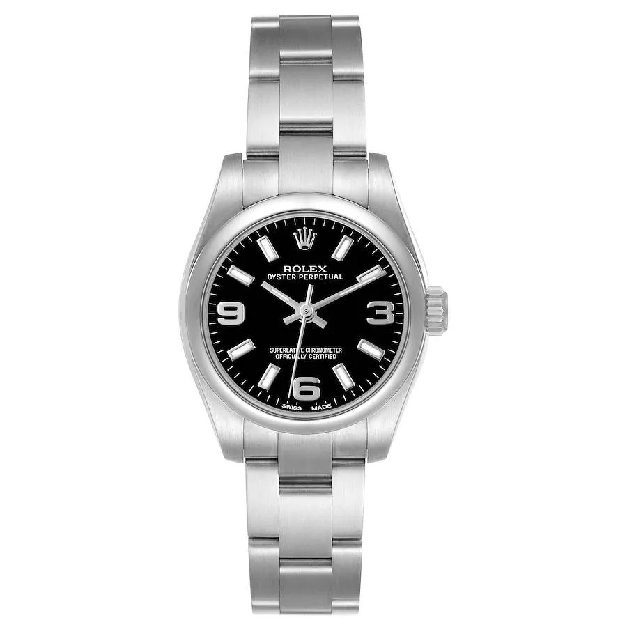 20251896_mjp087pkns0uyfrxr7obdss23edq.webp Rolex Oyster Perpetual Black Dial on Oyster Bracelet Ref. 176200 with New Style Card (White) 2017 - Image 1