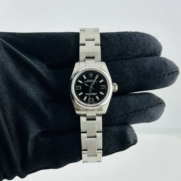 Rolex Oyster Perpetual Black Dial on Oyster Bracelet Ref. 176200 with New Style Card (White) 2017 - Image 2