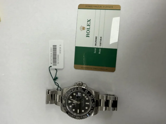 Rolex GMT-Master II Black Dial on Oyster Ref. 116710LN with Card (New Style White) 2016 - Image 6
