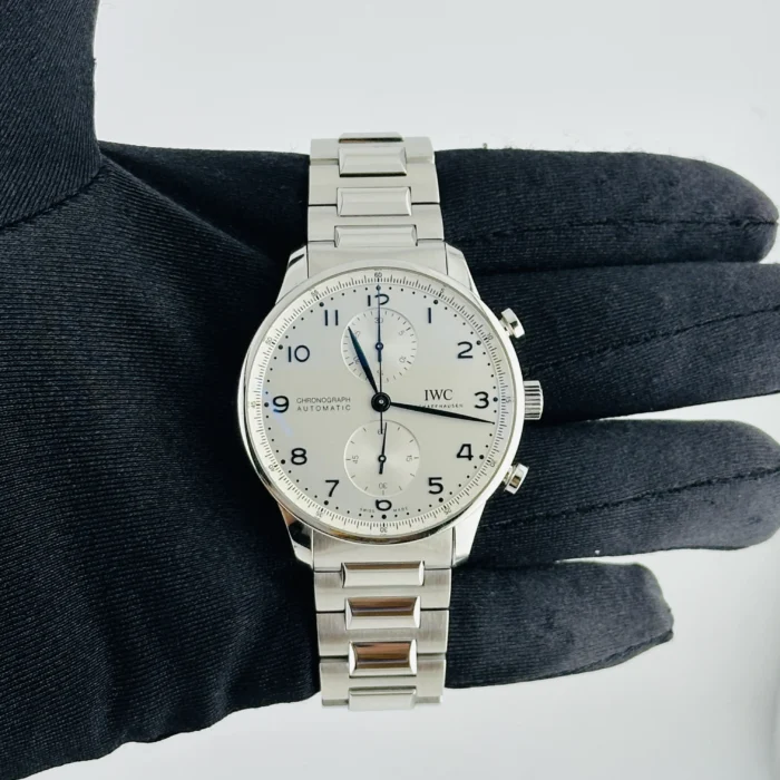 IWC Portugieser Chronograph Silver Dial on Leather Strap Ref. IW371605 with Card 2020 - Image 2