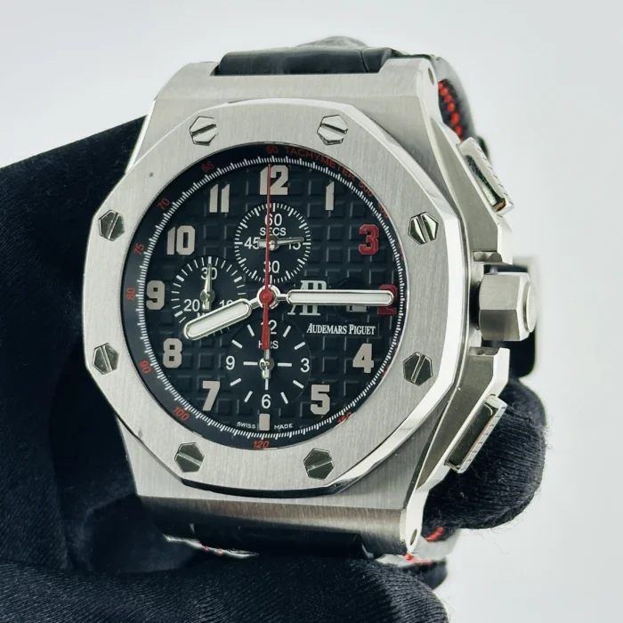 Audemars Piguet Royal Oak Offshore Shaquille O'Neal Special Limited Edition Black Dial with Mega Tapisserie Waffle Pattern Dial on Leather Strap Ref. - Image 3