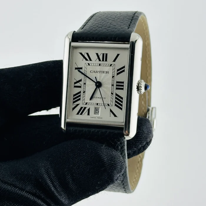 Cartier Tank Must XL Silver Roman Dial on Leather Strap Ref. 4490/WSTA0040 with Card 2024 - Image 3
