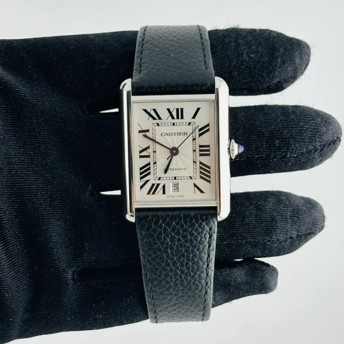 Cartier Tank Must XL Silver Roman Dial on Leather Strap Ref. 4490/WSTA0040 with Card 2024 - Image 2