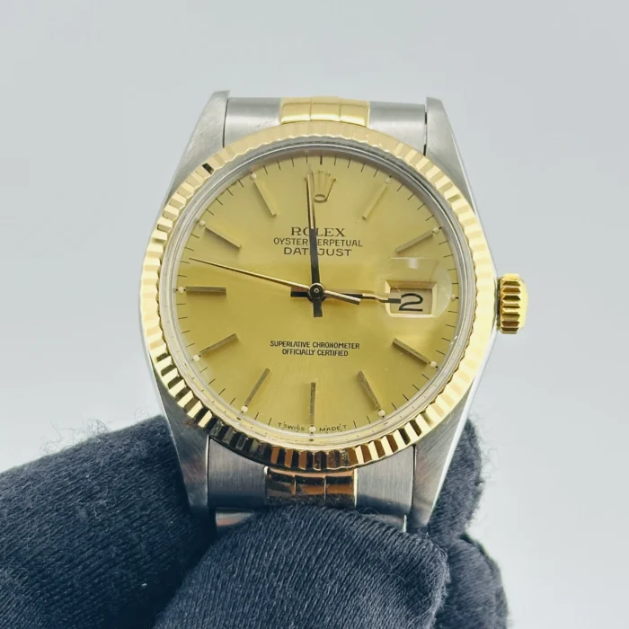 Rolex Datejust Champagne Stick Dial on D-Link Jubilee Bracelet Ref. 16013 - Image 3