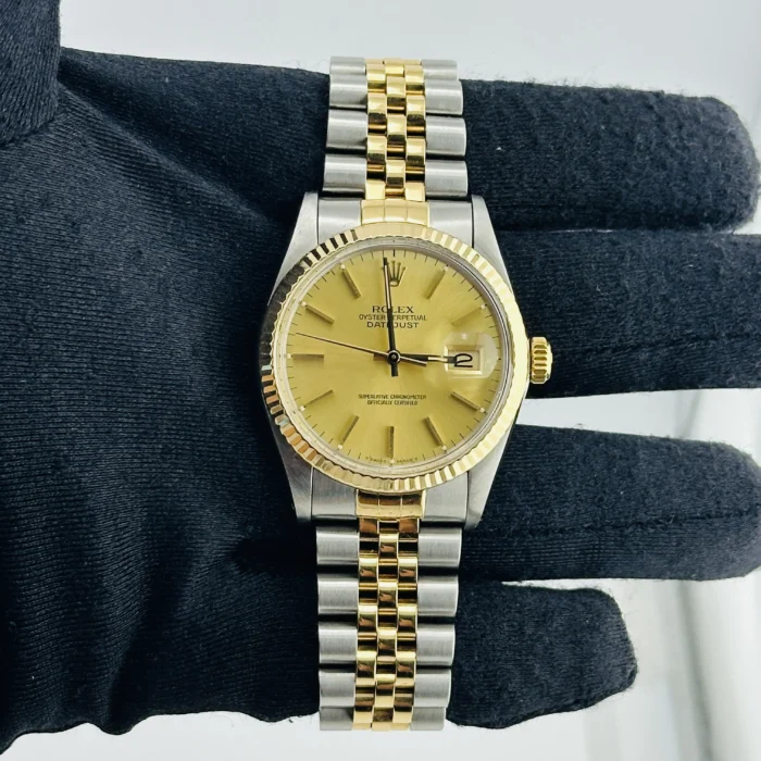 Rolex Datejust Champagne Stick Dial on D-Link Jubilee Bracelet Ref. 16013 - Image 2