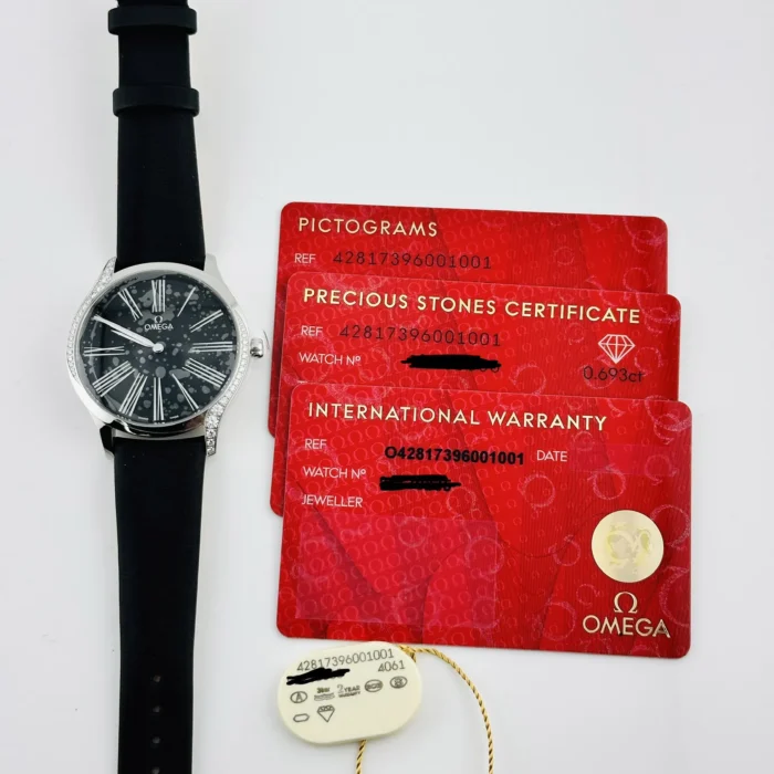 Omega De Ville Trésor Black Dial on Fabric Strap Ref. 428.17.39.60.01.001 with Card - Image 9