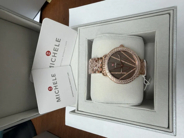 Michele Brown Dial Set with Diamonds Dial Ref. MWW21B000113 with Card - Image 6