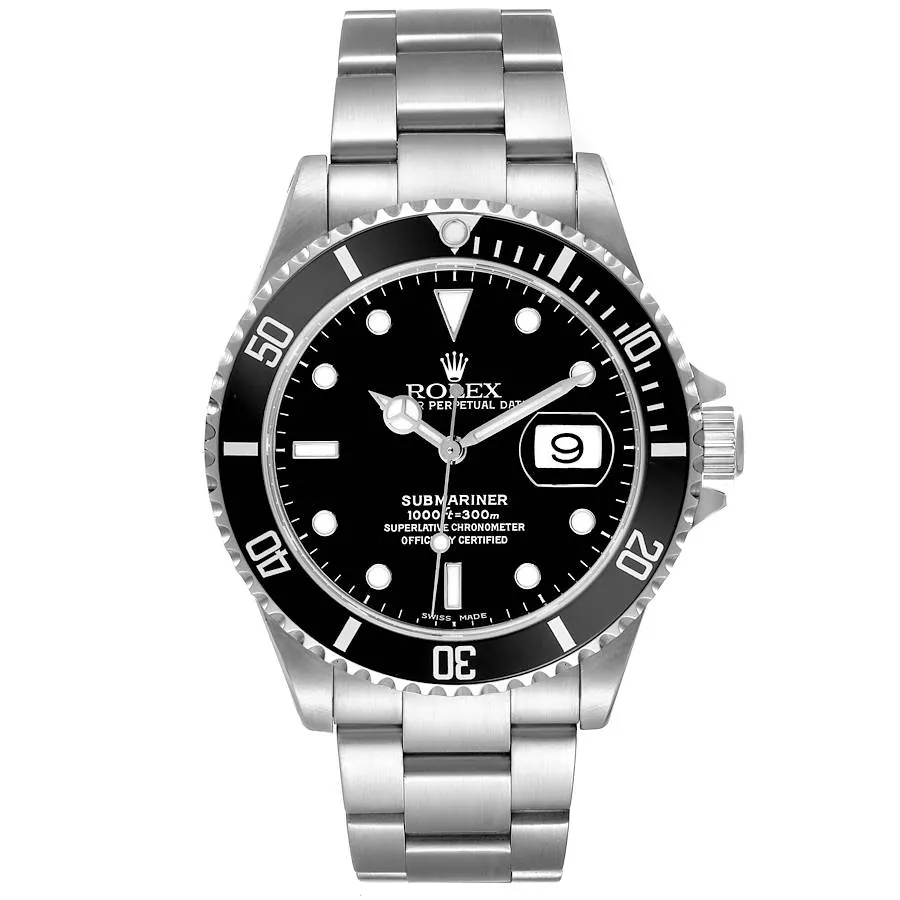 20251955_nuoaogx9olrdk2fr3y86fj5smwvk.webp Rolex Submariner Black Dial on Oyster Bracelet Ref. 16610 with Papers 2006 - Image 1