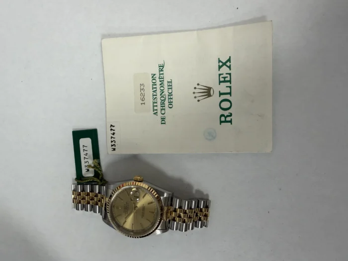 Rolex Datejust Champagne Stick Dial on D-Link Jubilee Ref. 16233 with Papers - Image 6