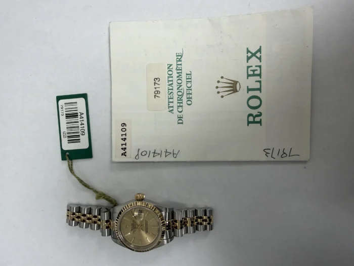 Rolex Datejust Gold Stick Dial on D-Link Jubilee Ref. 79173 with Papers 2000 - Image 6