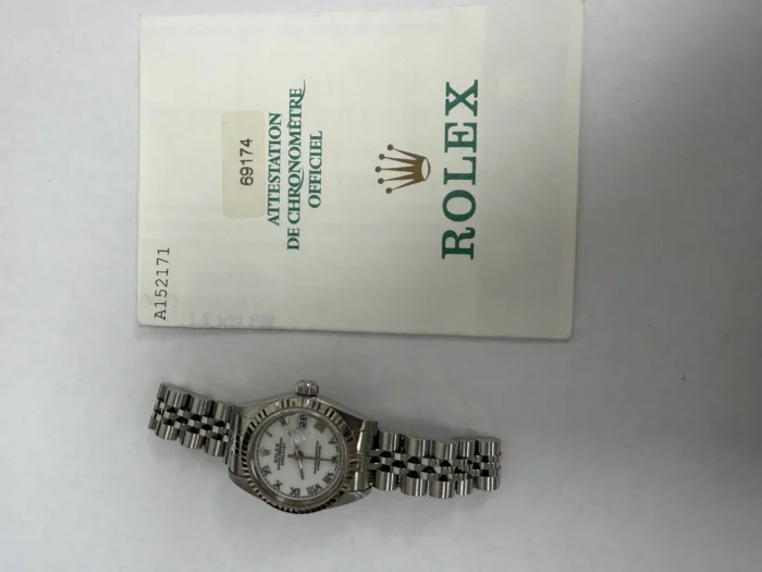 Rolex Datejust White Roman Dial on D-Link Jubilee Bracelet Ref. 69174 with Papers 1999 - Image 6
