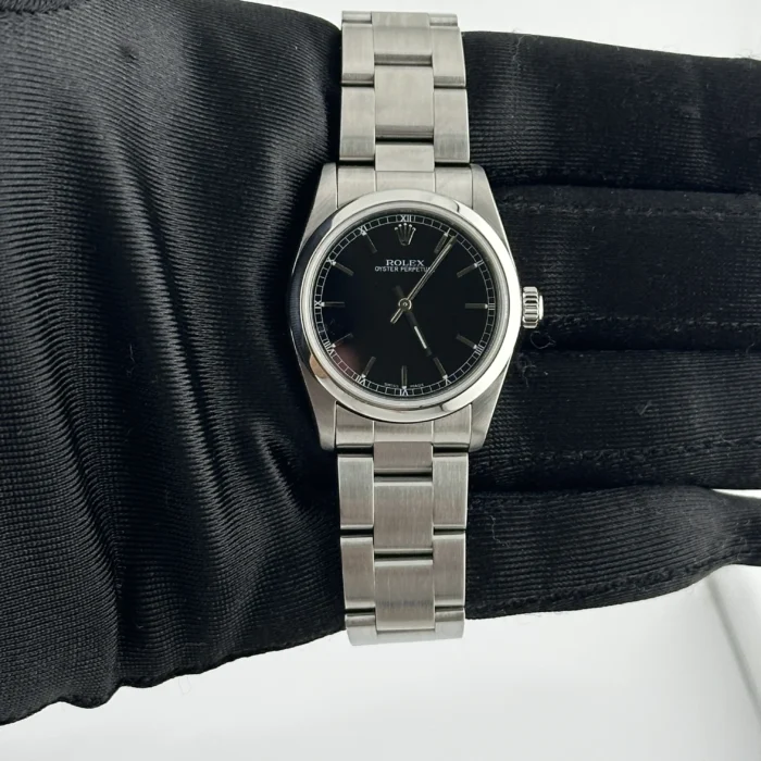 Rolex Oyster Perpetual Black Dial on Oyster Ref. 67480 with Papers 1999 - Image 2