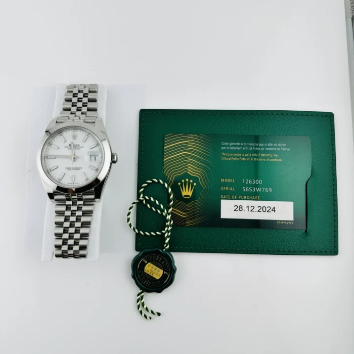 Rolex Datejust White Index Dial on Jubilee Ref. 126300 with New Style Card (green) 2024 - Image 7