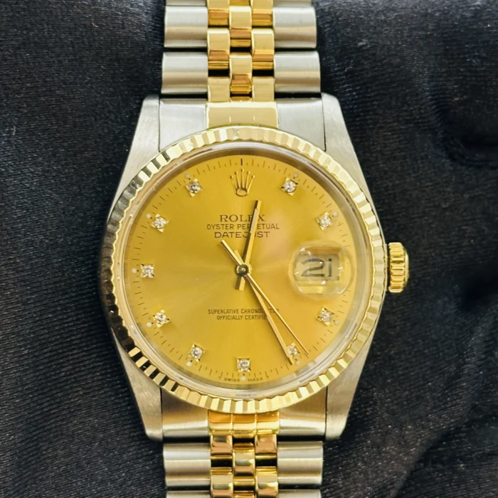 Rolex Datejust Champagne Diamond Factory Dial on D-Link Jubilee Ref. 16233 - Image 3