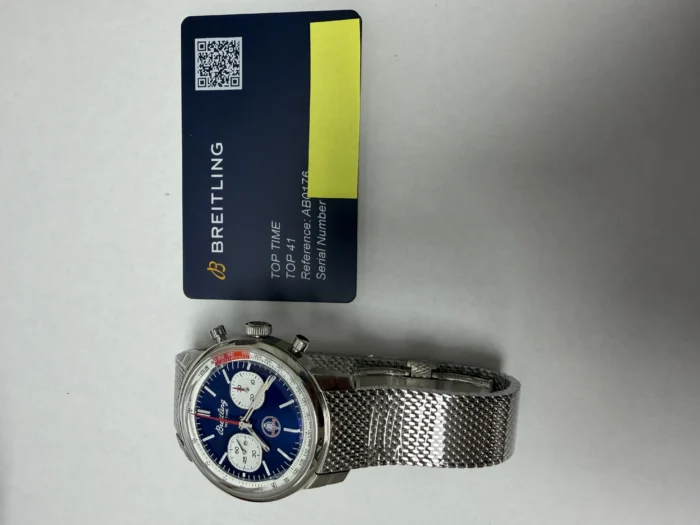 Breitling Top Time Blue Dial on Mesh Steel Ref. AB01763A1C1A1 with Card - Image 6
