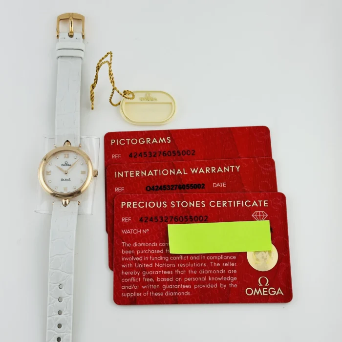 Omega De Ville Prestige White MOP Dial on Leather Ref. 424.53.27.60.55.002 with Card - Image 5