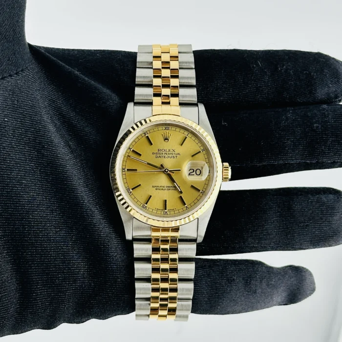 Rolex Datejust Champagne Stick Dial on D-Link Jubilee Ref. 16233 - Image 2