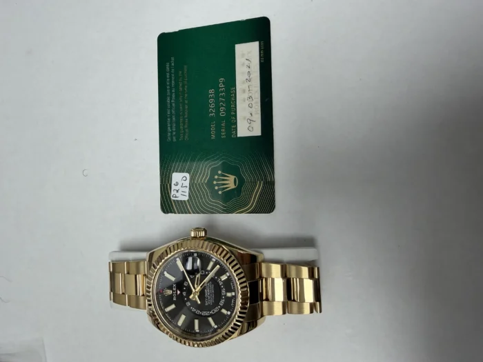 Rolex SkyDweller Black Stick Dial on Oyster Ref. 326938 with New Style Card (green) 2021 - Image 6
