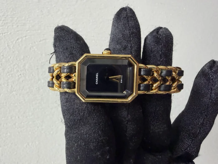 Chanel Premiere L Black Dial on Gold Plated & Leather Ref. H0001 - Image 2