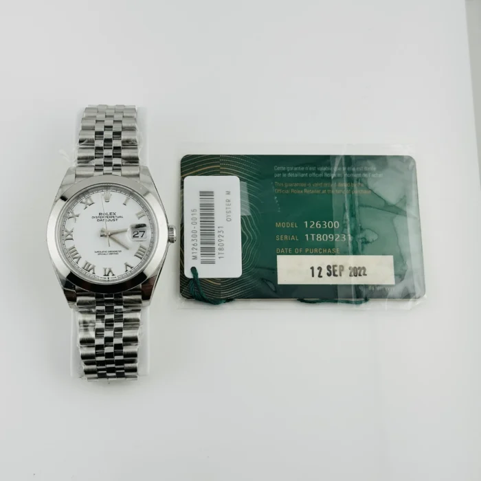 Rolex Datejust White Roman Dial on Jubilee Ref. 126300 with New Style Card (green) 2022 - Image 6
