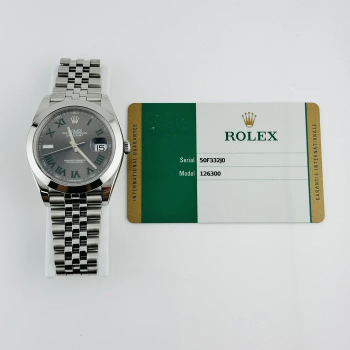 Rolex Datejust Slate Green Roman / Wimbledon Dial on Jubilee Ref. 126300 with New Style Card (White) 2018 - Image 6