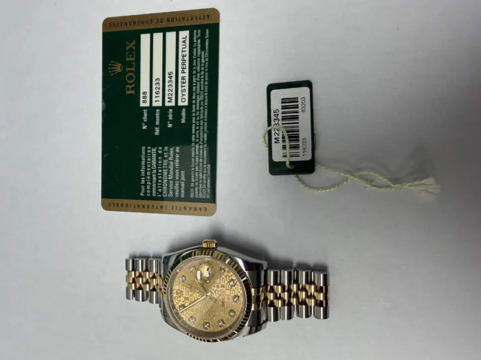 Rolex Datejust Gold Anniversary Diamond Dial Dial on Jubilee Ref. 116233 with Card (Old Green) 2008 - Image 5