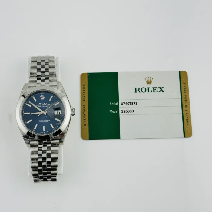 Rolex Datejust Blue Index Dial on Jubilee Ref. 126300 with New Style Card (White) 2019 - Image 6