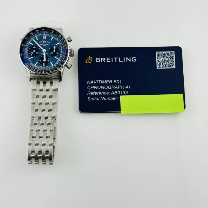 Breitling Navitimer B01 Chronograph Blue Dial on Bracelet Ref. AB0139241C1A1 with Card 2025 - Image 6