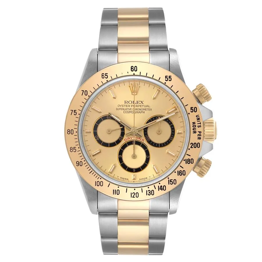 20252038_8jzhkqu0zutadwnbkgffldb4ki5a.webp Rolex Daytona Champagne Dial on Oyster Ref. 16523 with Papers 1996 - Image 1