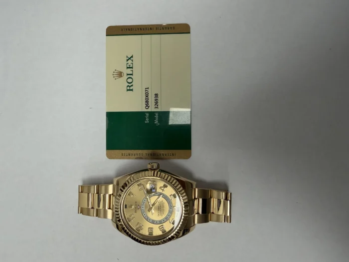 Rolex Sky Dweller Champagne Sunray Arabic Dial on Oyster Bracelet Ref. 326938 with New Style Card (White) 2018 - Image 6