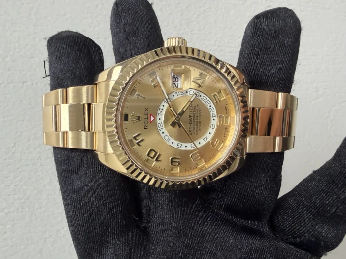 Rolex Sky Dweller Champagne Sunray Arabic Dial on Oyster Bracelet Ref. 326938 with New Style Card (White) 2018 - Image 2