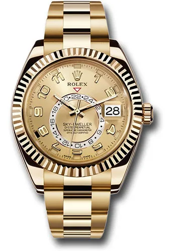 20252046_z2o4je5a205wno7kkr43yqrlbmm2.webp Rolex Sky Dweller Champagne Sunray Arabic Dial on Oyster Bracelet Ref. 326938 with New Style Card (White) 2018 - Image 1