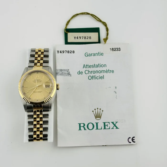 Rolex Datejust Champagne Stick Dial on D-Link Jubilee Ref. 16233 with Papers 2003 - Image 6
