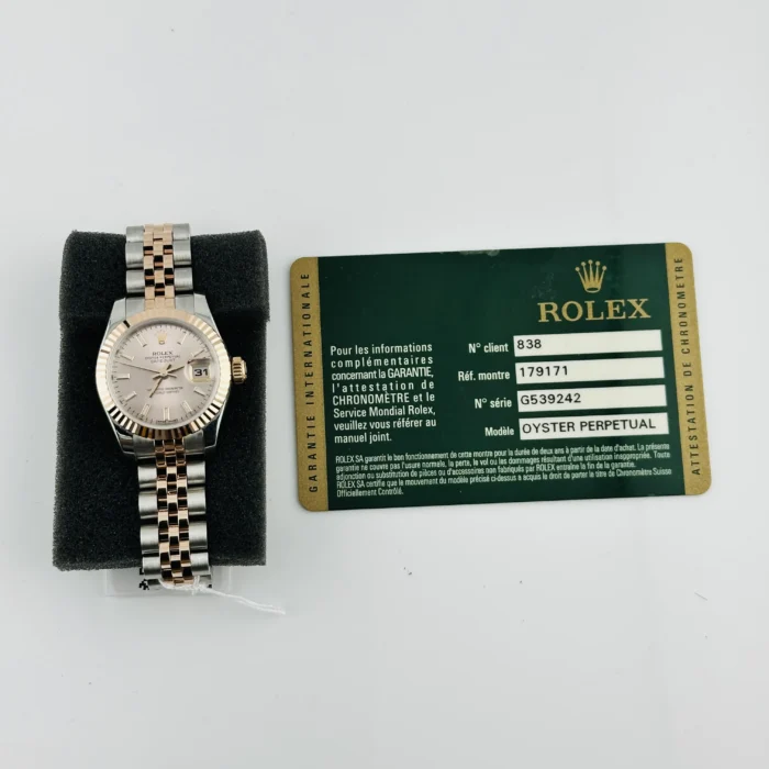 Rolex Datejust Lady Pink Stick Dial on D-Link Jubilee Ref. 179171 with Card (Old Green) 2015 - Image 6
