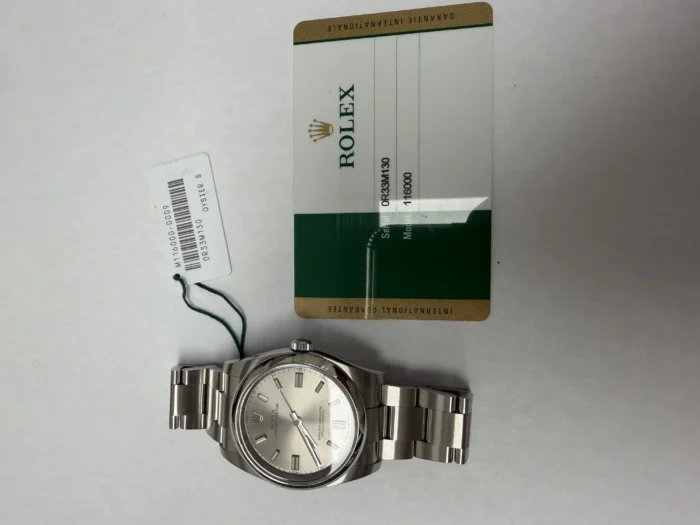 Rolex Oyster Perpetual Silver Dial on Oyster Ref. 116000 with New Style Card (White) 2018 - Image 5