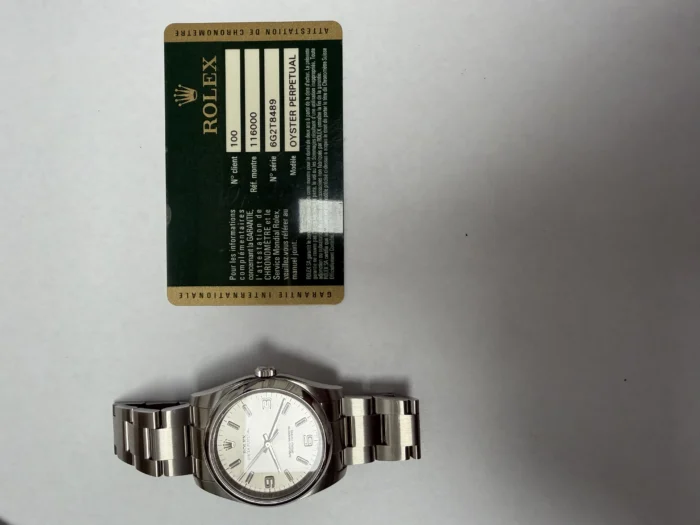 Rolex Oyster Perpetual Silver Dial on Oyster Ref. 116000 with Card (Old Green) 2013 - Image 5