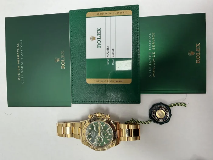 Rolex Daytona Green Stick Dial on Oyster Ref. 116508 with New Style Card (White) 2018 - Image 5