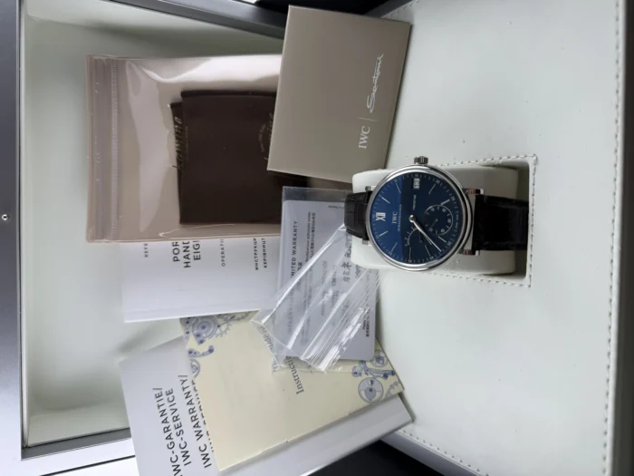 IWC Portofino Hand-Wound Eight Days Blue Dial on Leather Strap Ref. IW510106 with Card 2017 - Image 5