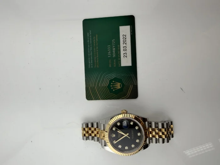 Rolex Datejust 41 Black Diamond Dial on Jubilee Ref. 126333 with New Style Card (green) 2022 - Image 6