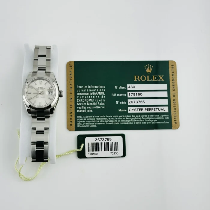 Rolex Datejust Lady Silver Index Dial on Oyster Ref. 179160 with Card (Old Green) 2007 - Image 6