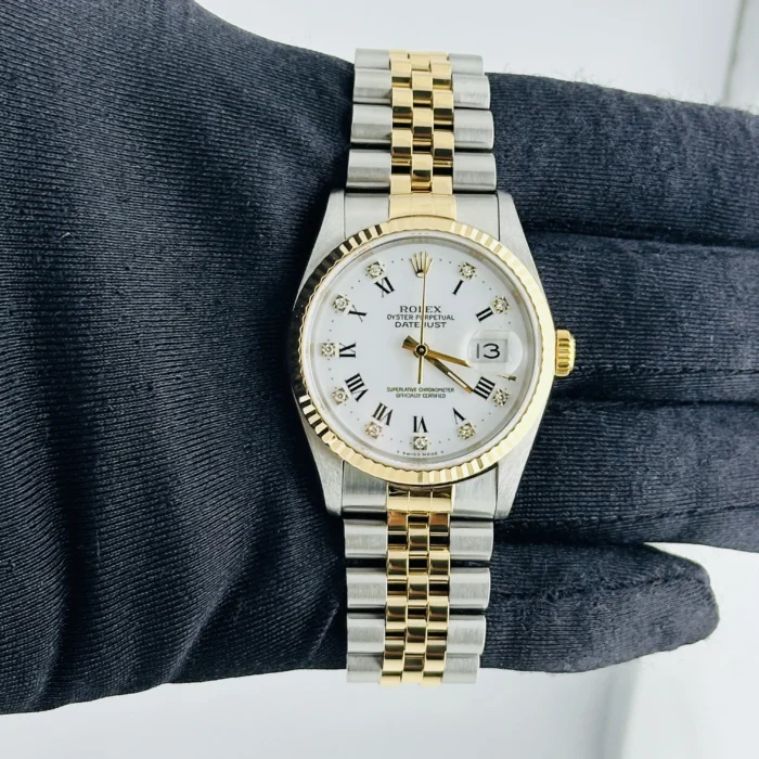 Rolex Datejust White Roman 10 Diamonds Dial on Jubilee Ref. 16233G - Image 2
