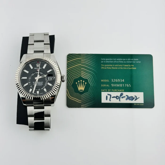 Rolex Sky Dweller Black Dial on Oyster Ref. 326934 with New Style Card (green) 2022 - Image 6