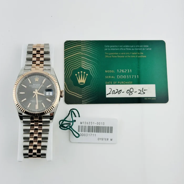 Rolex Datejust Dark Rhodium Index Dial on Jubilee Ref. 126231 with New Style Card (green) 2020 - Image 6