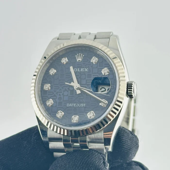 Rolex Datejust 36 Blue Jubilee Diamond Factory Dial on D-Link Jubilee Bracelet Ref. 126234 with New Style Card (green) 2021 - Image 3