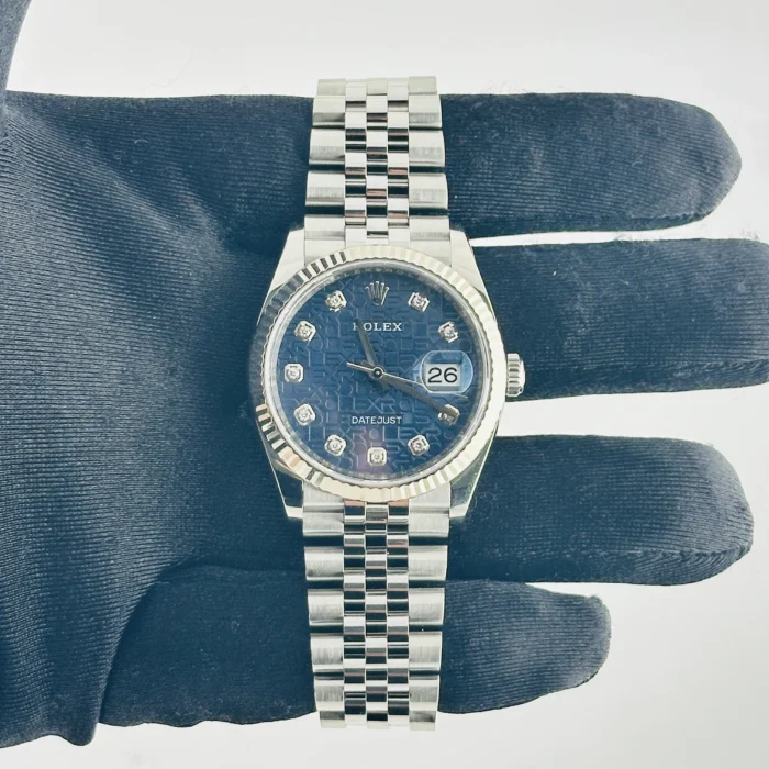 Rolex Datejust 36 Blue Jubilee Diamond Factory Dial on D-Link Jubilee Bracelet Ref. 126234 with New Style Card (green) 2021 - Image 2
