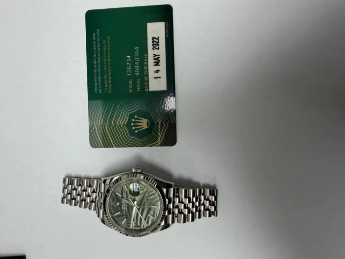 Rolex Datejust Olive Green Palm Motif Dial on Jubilee Ref. 126234 with New Style Card (green) 2022 - Image 5